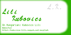 lili kubovics business card